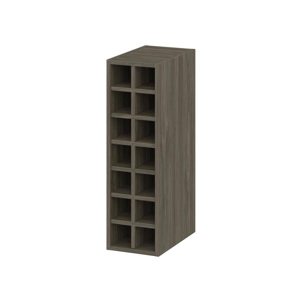 J COLLECTION Medora textured 9 in. W x 30 in. H x 14 in. D in Slab Walnut Wall Kitchen Cabinet Wine Rack