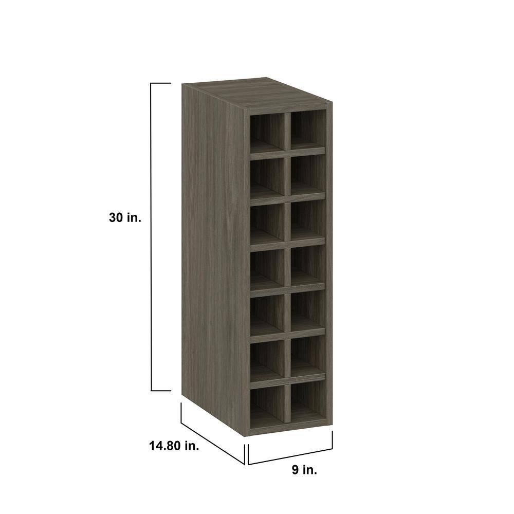 J COLLECTION Medora textured 9 in. W x 30 in. H x 14 in. D in Slab Walnut Wall Kitchen Cabinet Wine Rack