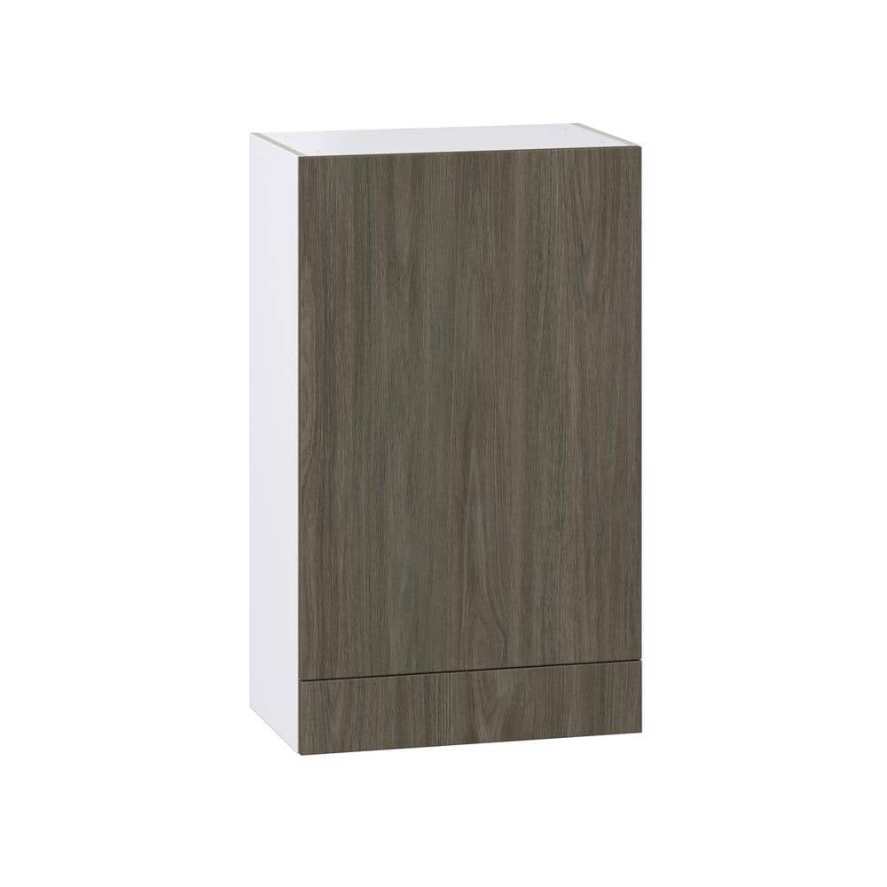 J COLLECTION Medora Textured 24 in. W x 40 in. H x 14 in. D Slab Walnut Assembled Wall Kitchen Cabinet with 1-Draw