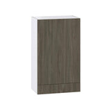 J COLLECTION Medora Textured 24 in. W x 40 in. H x 14 in. D Slab Walnut Assembled Wall Kitchen Cabinet with 1-Draw