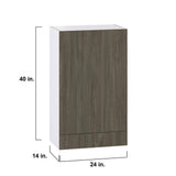 J COLLECTION Medora Textured 24 in. W x 40 in. H x 14 in. D Slab Walnut Assembled Wall Kitchen Cabinet with 1-Draw