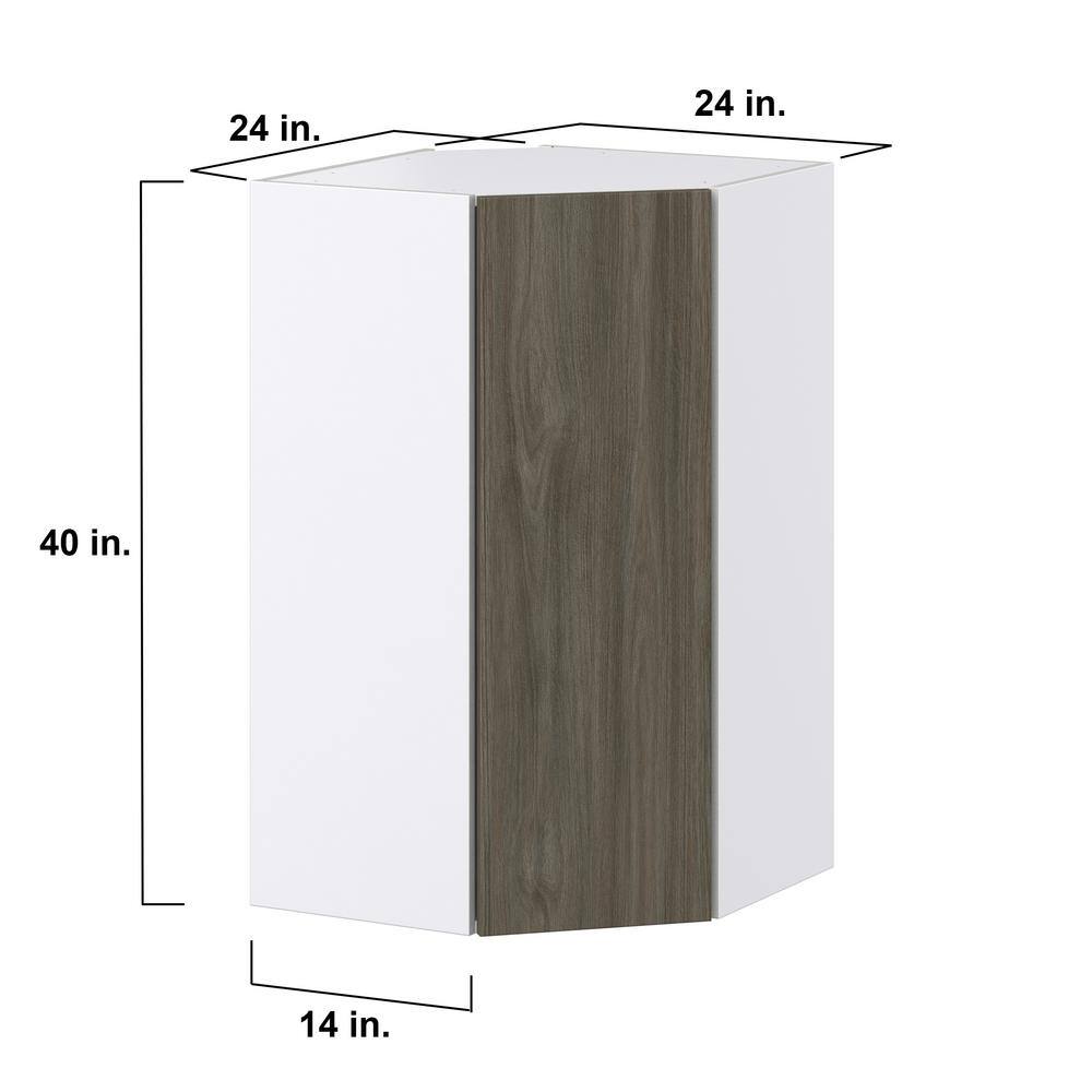 J COLLECTION 24 in. W x 40 in. H x 14 in. D Medora Textured Slab Walnut Assembled Wall Diagonal Corner Kitchen Cabinet