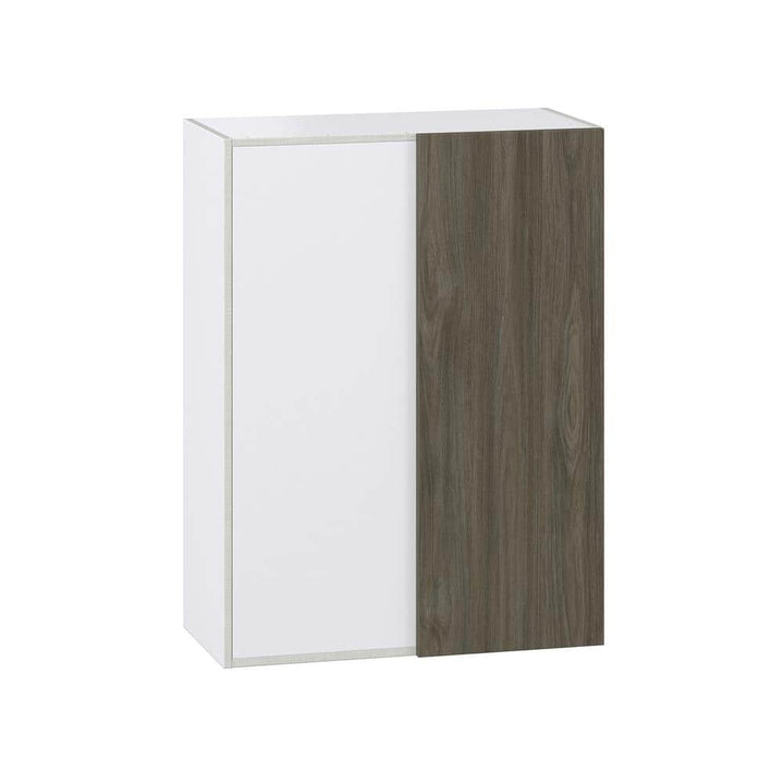 J COLLECTION Medora Textured 30 in. W x 40 in. H x 14 in. D Slab Walnut Assembled Wall Blind corner Kitchen Cabinet