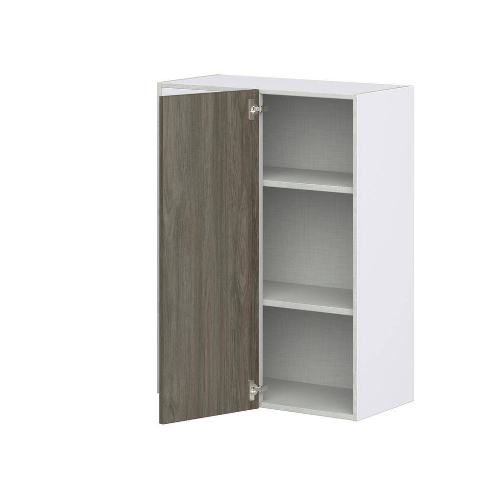 J COLLECTION Medora Textured 30 in. W x 40 in. H x 14 in. D Slab Walnut Assembled Wall Blind corner Kitchen Cabinet