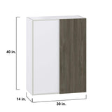 J COLLECTION Medora Textured 30 in. W x 40 in. H x 14 in. D Slab Walnut Assembled Wall Blind corner Kitchen Cabinet