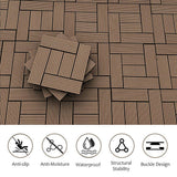 WRIGHTMASTER 0.98 ft. x 0.98 ft. Wood and Plastic Composite Interlocking Deck Tile in Walnut Taupe 6-Stripes (19 sq. ft. Per Box)