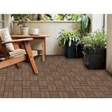 WRIGHTMASTER 0.98ft. x 0.98ft. Wood & Plastic Composite Interlocking Deck Tile in Walnut Taupe 8-Stripes (19 sq. ft. per Box)