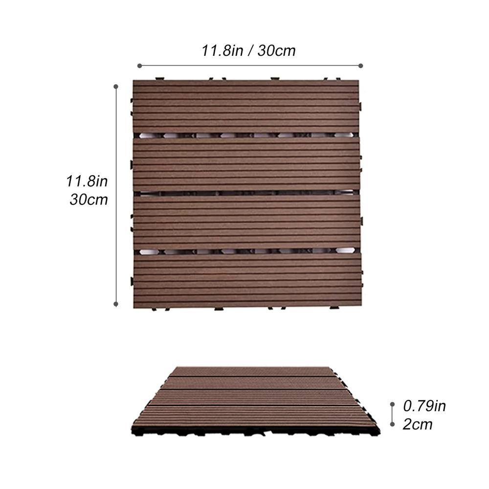 WRIGHTMASTER 0.98ft. x 0.98ft. Wood & Plastic Composite Interlocking Deck Tile in Walnut Vertical Stripes (19 sq. ft. per Box)