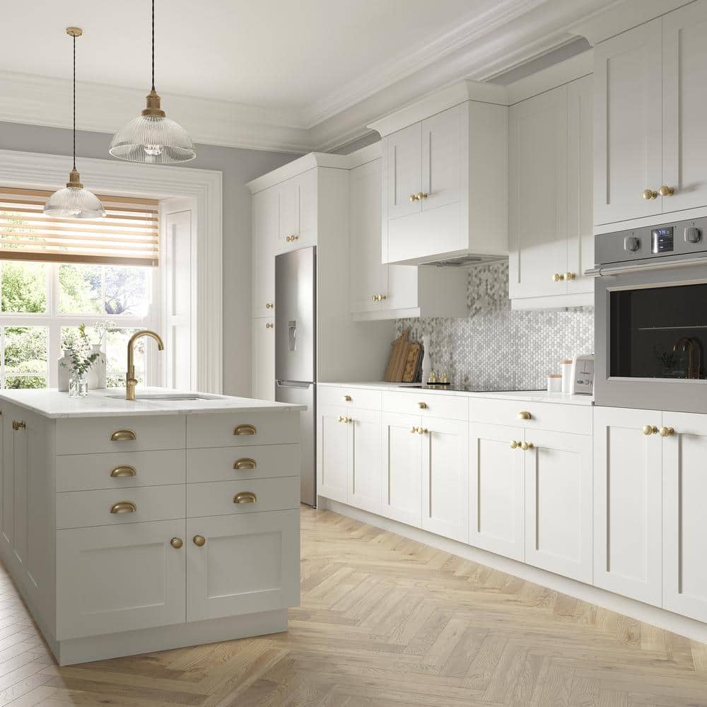 J COLLECTION Wallace Painted Shaker 12 in. W x 34.5 in. H x 24 in. D Warm White Assembled Base Kitchen Cabinet with a Drawer