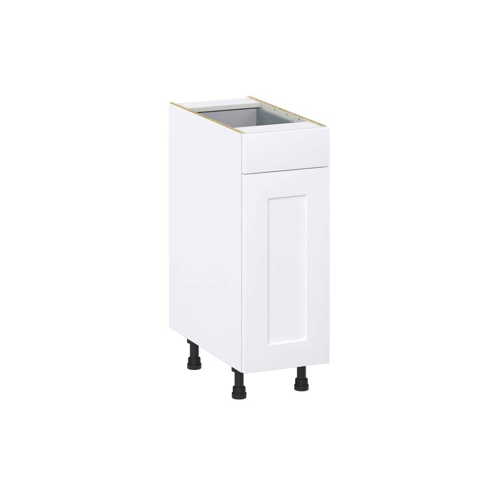 J COLLECTION Wallace Painted Shaker 12 in. W x 34.5 in. H x 24 in. D Warm White Assembled Base Kitchen Cabinet with a Drawer