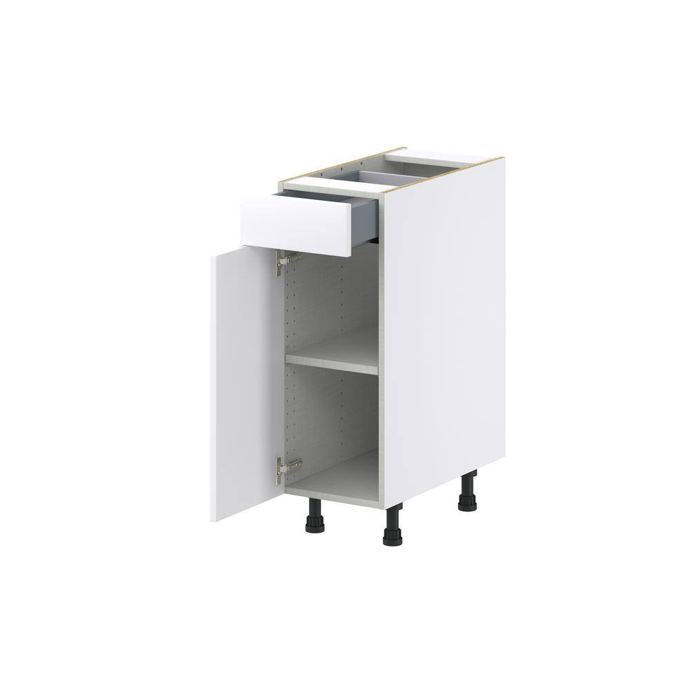 J COLLECTION Wallace Painted Shaker 12 in. W x 34.5 in. H x 24 in. D Warm White Assembled Base Kitchen Cabinet with a Drawer