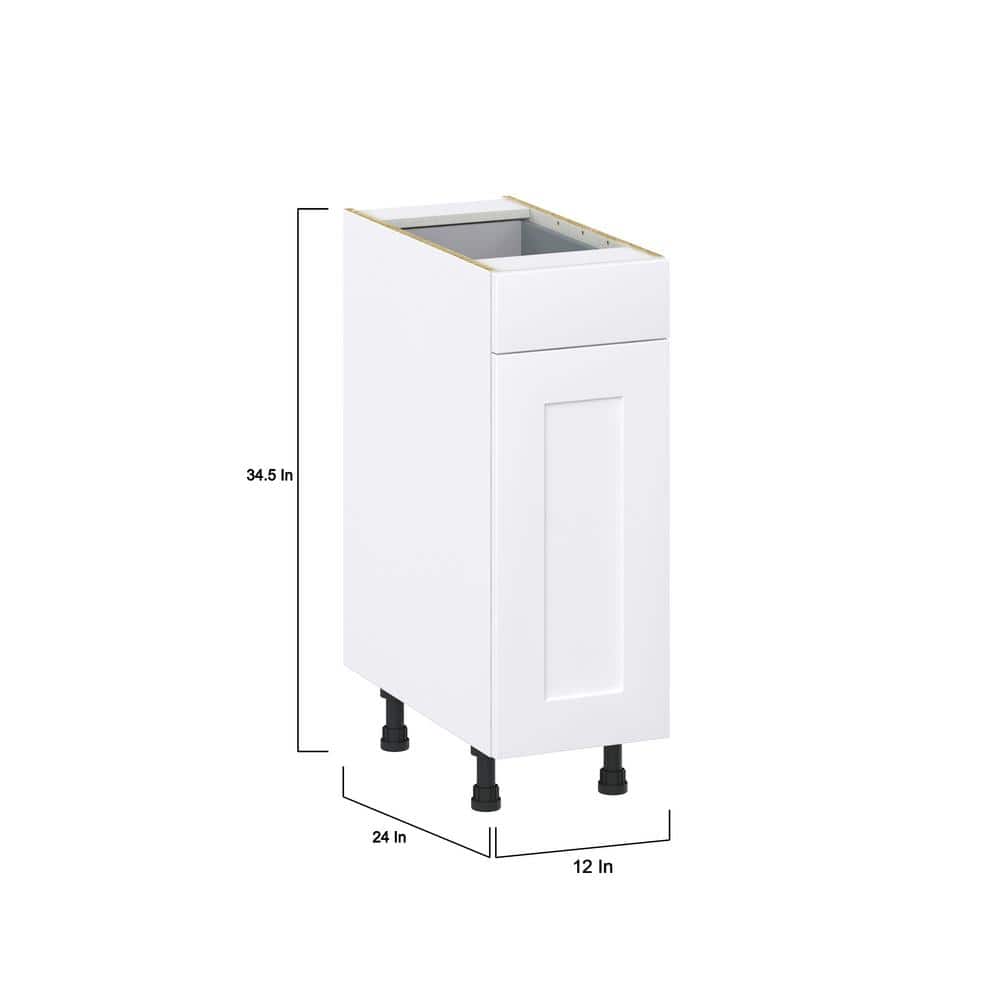 J COLLECTION Wallace Painted Shaker 12 in. W x 34.5 in. H x 24 in. D Warm White Assembled Base Kitchen Cabinet with a Drawer