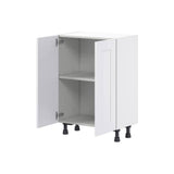 J COLLECTION Wallace Painted Warm White Shaker Assembled Shallow Base Kitchen Cabinet with Door (24 in. W x 34.5 in. H x 14 in. D)