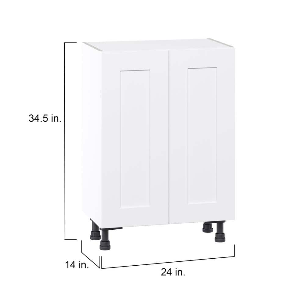 J COLLECTION Wallace Painted Warm White Shaker Assembled Shallow Base Kitchen Cabinet with Door (24 in. W x 34.5 in. H x 14 in. D)