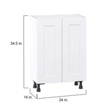 J COLLECTION Wallace Painted Warm White Shaker Assembled Shallow Base Kitchen Cabinet with Door (24 in. W x 34.5 in. H x 14 in. D)