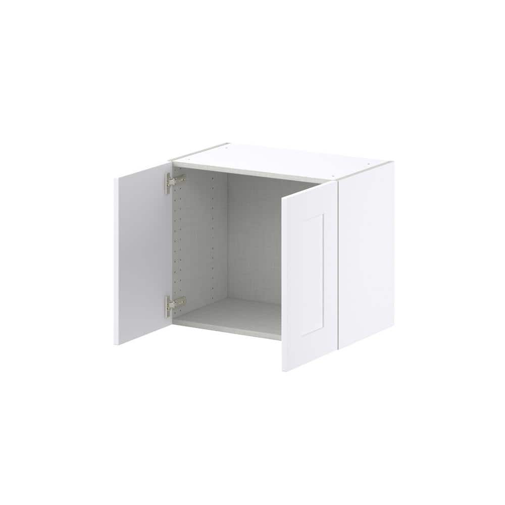 J COLLECTION Wallace Painted Warm White Shaker Assembled Wall Kitchen Cabinet with Full Height Doors (24 in. W x 20 in. H x 14 in. D)