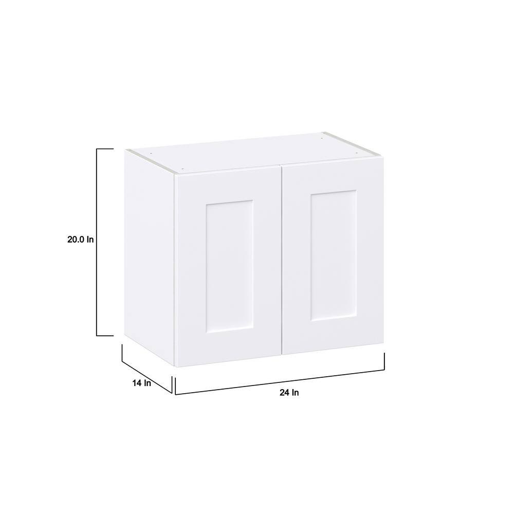 J COLLECTION Wallace Painted Warm White Shaker Assembled Wall Kitchen Cabinet with Full Height Doors (24 in. W x 20 in. H x 14 in. D)