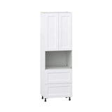 J COLLECTION 30 in. W x 94.5 in. H x 24 in. D Wallace Painted Warm White Shaker Assembled Pantry Micro Kitchen Cabinet with Drawers