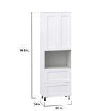 J COLLECTION 30 in. W x 94.5 in. H x 24 in. D Wallace Painted Warm White Shaker Assembled Pantry Micro Kitchen Cabinet with Drawers