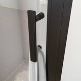 waterpar 30 to 32 in. W x 72 in. H Pivot Swing Frameless Shower Door in Black with Clear Glass