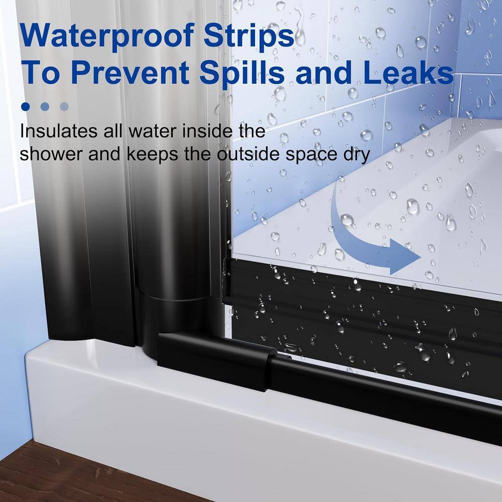 waterpar 30 to 32 in. W x 72 in. H Pivot Swing Frameless Shower Door in Black with Clear Glass