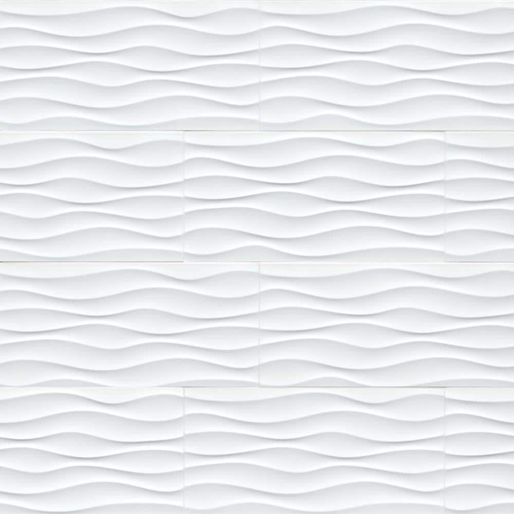 MSI Dymo Wavy White Glossy 12 in. x 24 in. Ceramic Wall Tile (16 sq. ft./Case)