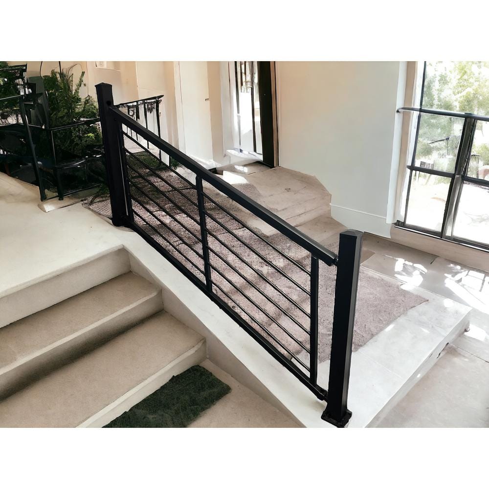Weatherables Georgetown 36 in. H x 72 in. W Textured Black Aluminum Rod Stair Railing Kit