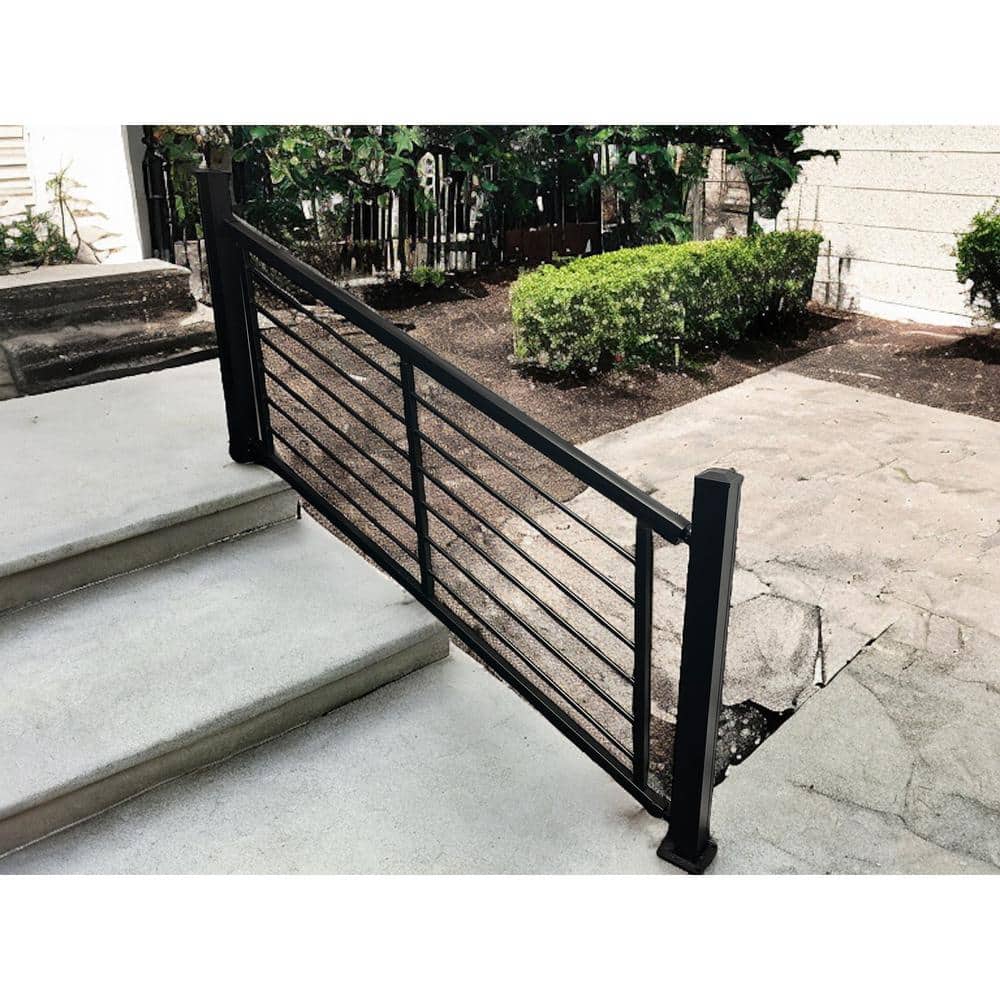 Weatherables Georgetown 36 in. H x 72 in. W Textured Black Aluminum Rod Stair Railing Kit