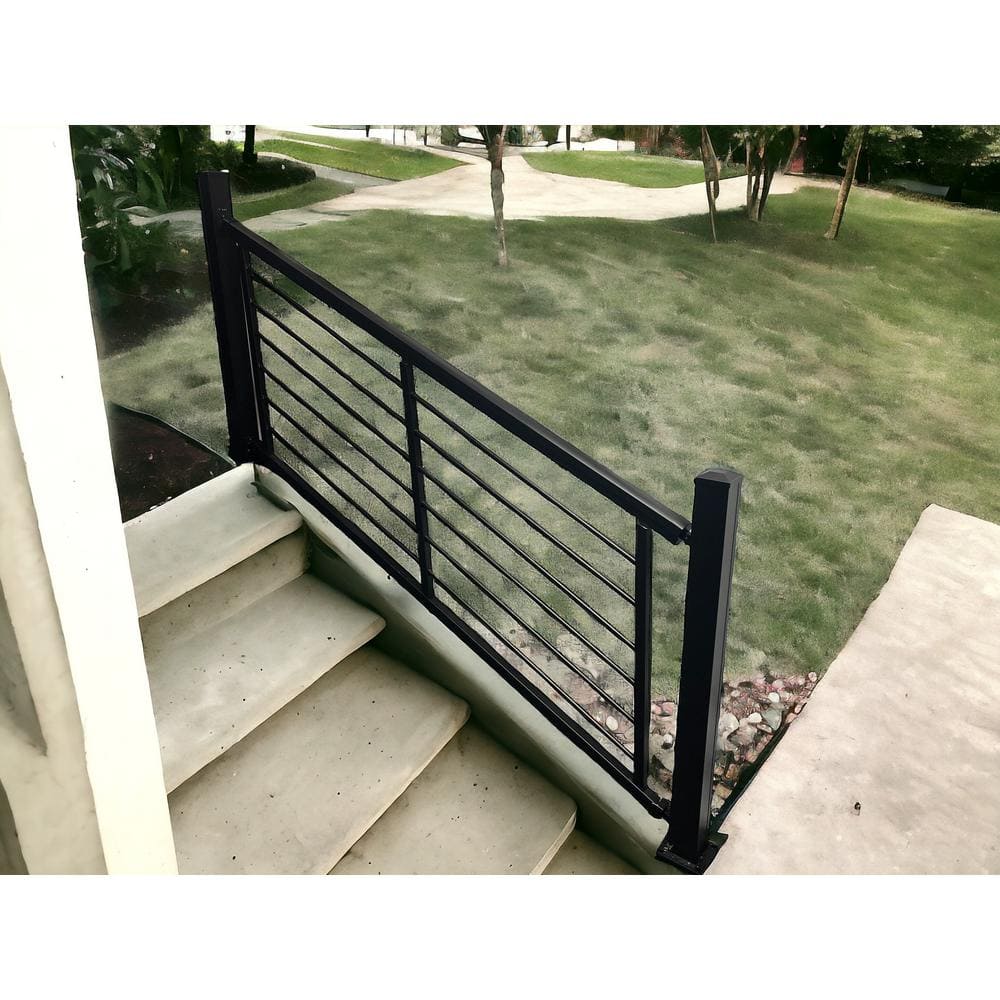 Weatherables Georgetown 36 in. H x 72 in. W Textured Black Aluminum Rod Stair Railing Kit