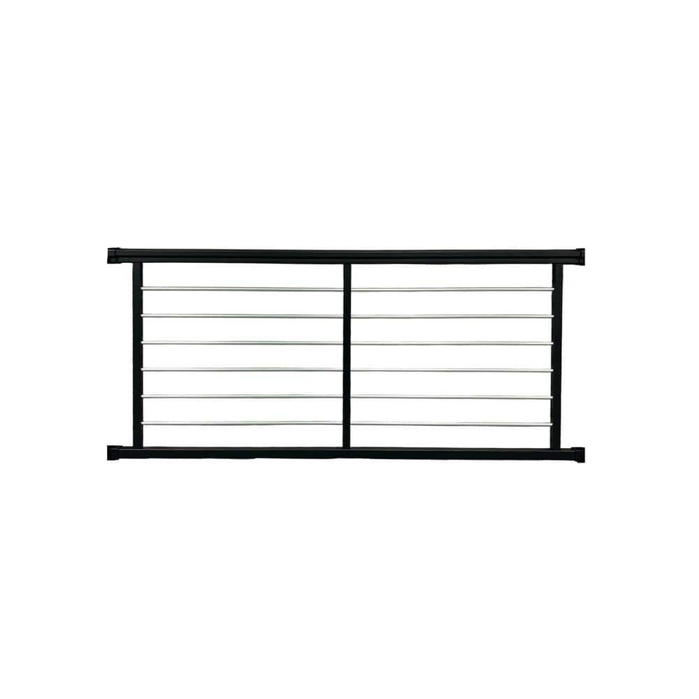Weatherables Cornell 36 in. H x 72 in. W Textured Black and Silver Horizontal Aluminum Rod Straight Railing Kit