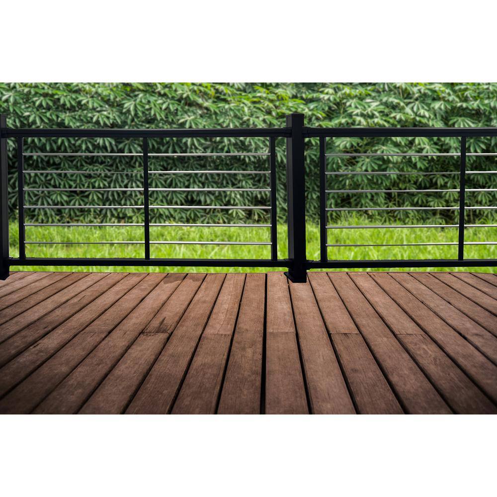 Weatherables Cornell 36 in. H x 72 in. W Textured Black and Silver Horizontal Aluminum Rod Straight Railing Kit