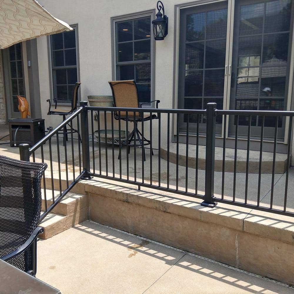 Weatherables Stanford 36 in. H x 72 in. W Textured Black Aluminum Stair Railing Kit