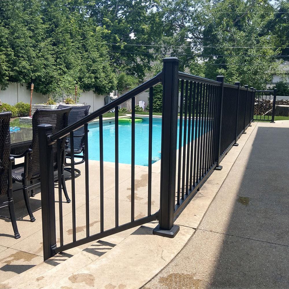Weatherables Stanford 36 in. H x 72 in. W Textured Black Aluminum Stair Railing Kit