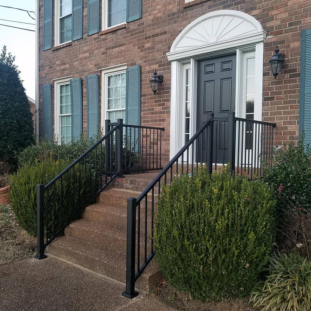 Weatherables Stanford 36 in. H x 72 in. W Textured Black Aluminum Stair Railing Kit