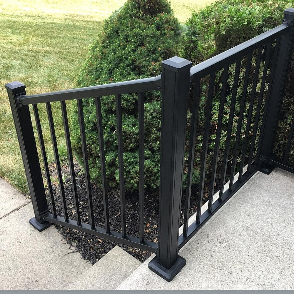 Weatherables Stanford 36 in. H x 72 in. W Textured Black Aluminum Stair Railing Kit