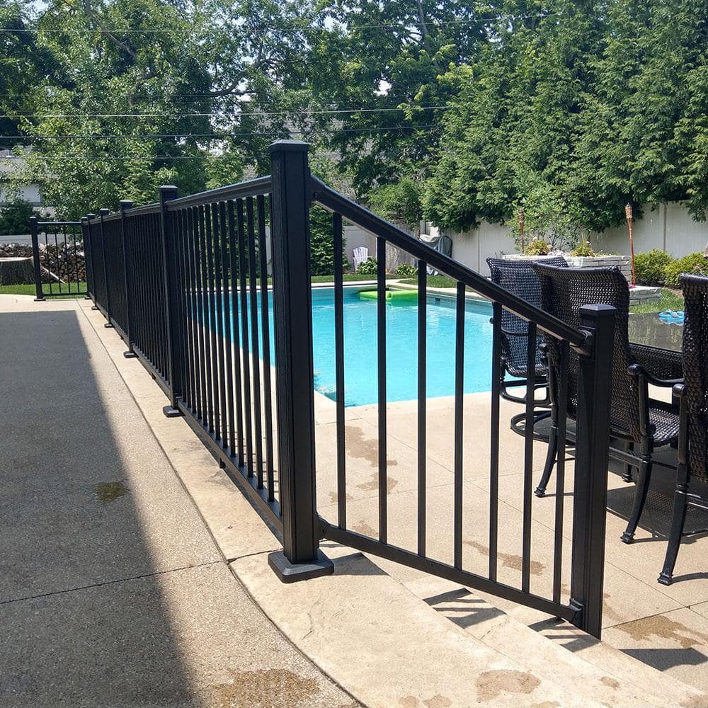 Weatherables Stanford Black 42 in. H x 96 in. W Textured Aluminum Stair Railing Kit