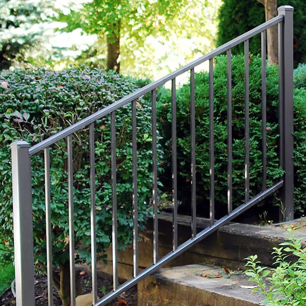 Weatherables Classic Square 3 ft. H x 97-1/4 in. W Textured Black Aluminum Stair Railing Kit