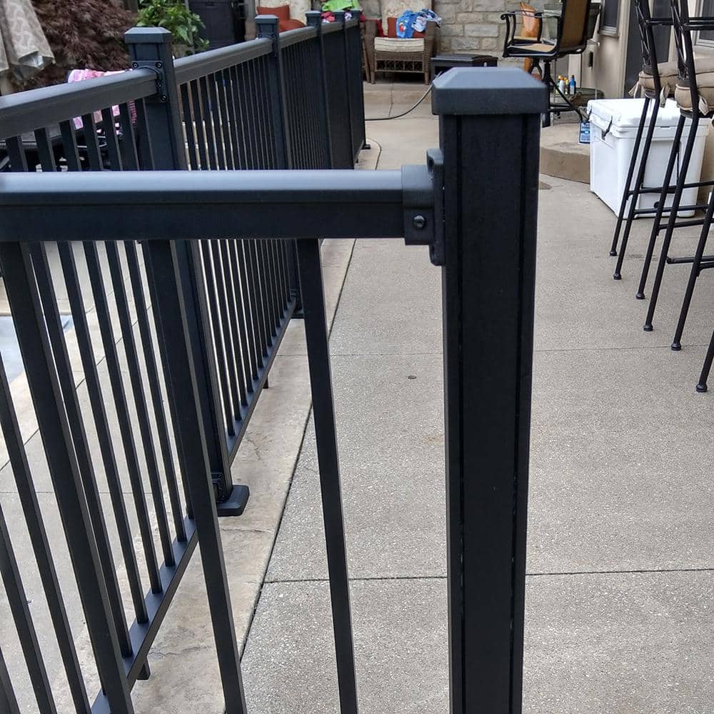 Weatherables Stanford Textured Black Straight Railing Bracket Kit (4-Piece)