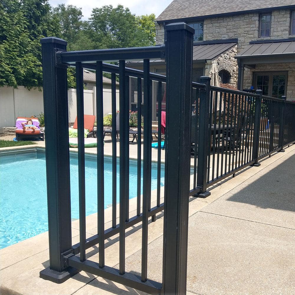 Weatherables Stanford Textured Black Straight Railing Bracket Kit (4-Piece)