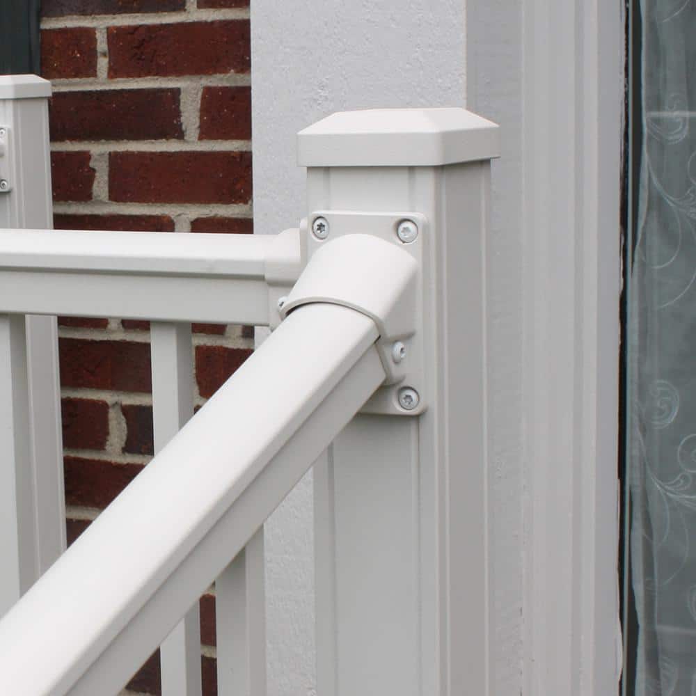 Weatherables Stanford Textured White Aluminum Stair Railing Bracket Kit (4-Piece)