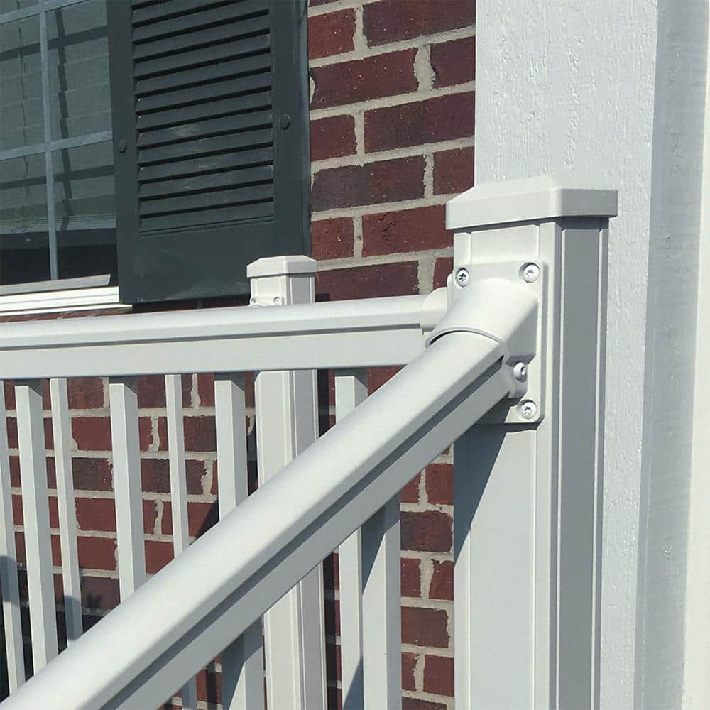 Weatherables Stanford Textured White Aluminum Stair Railing Bracket Kit (4-Piece)