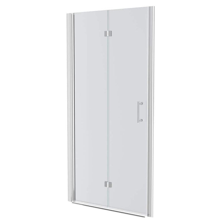 WELLFOR 34 in. W x 72 in. H Bifold Frameless Shower Door with Tempered Clear Glass in Chrome
