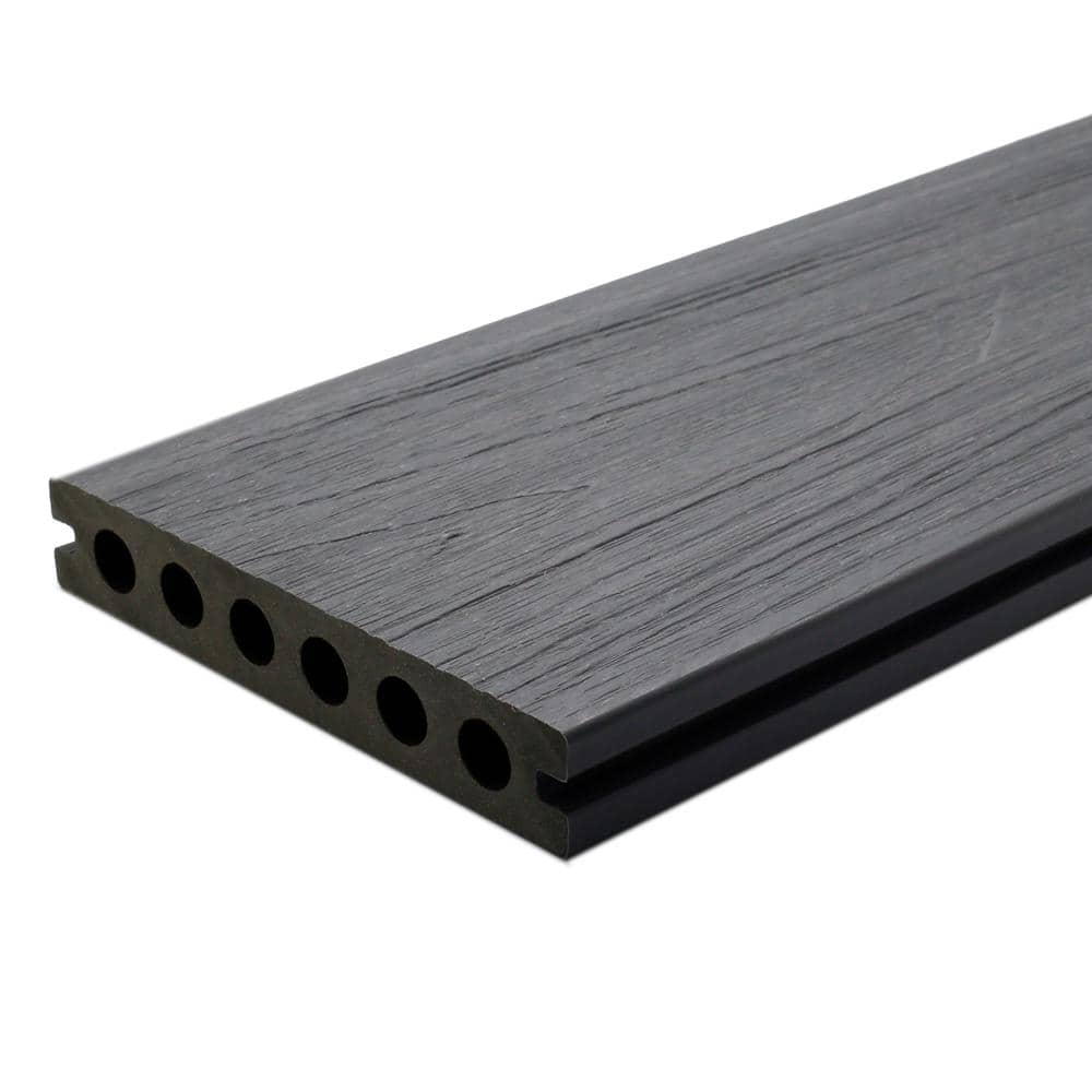 NewTechWood UltraShield Naturale Voyager Series 1 in. x 6 in. x 1 ft. Hollow Westminster Gray Composite Deck Board Sample