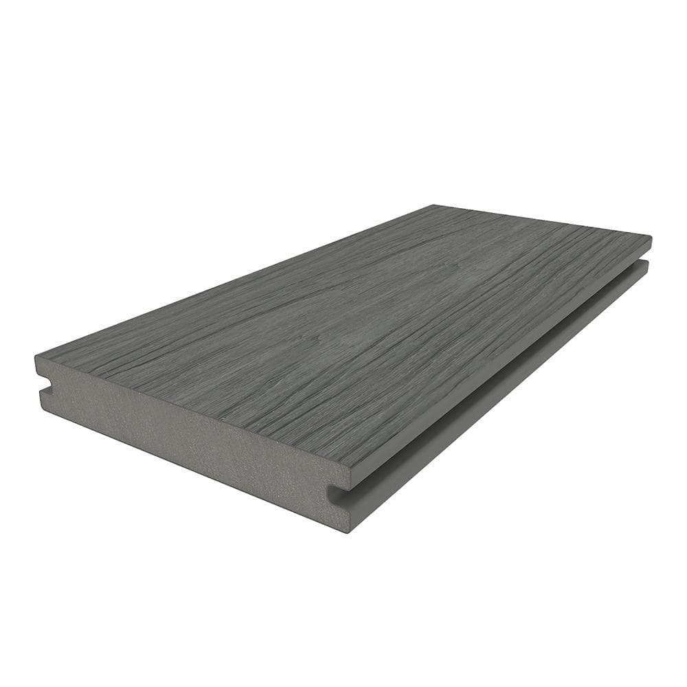 NewTechWood Naturale Magellan Series 1 in. x 5-1/2 in. x 0.5 ft. Westminster Gray Composite Decking Board Sample with Groove