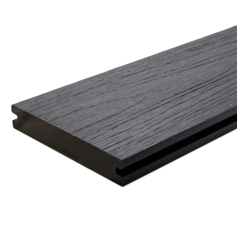 NewTechWood Naturale Magellan Series 1 in. x 5-1/2 in. x 0.5 ft. Westminster Gray Composite Decking Board Sample with Groove
