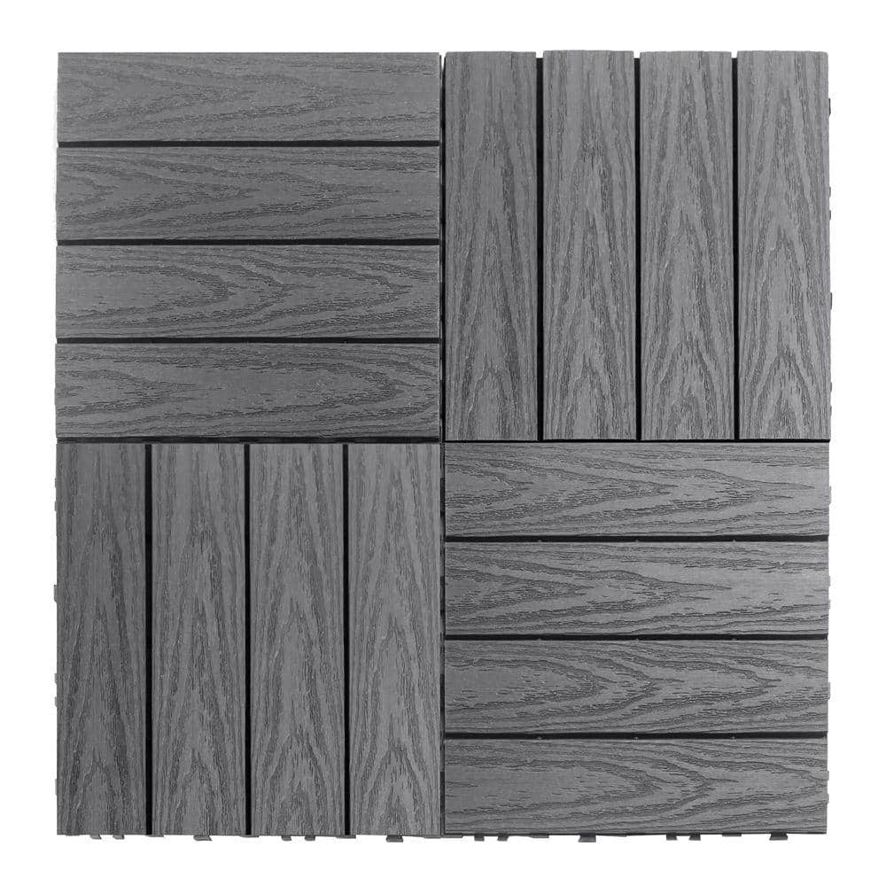 NewTechWood UltraShield Naturale 1 ft. x 1 ft. Quick Deck Outdoor Composite Deck Tile in Westminster Gray (10 sq. ft. Per Box)