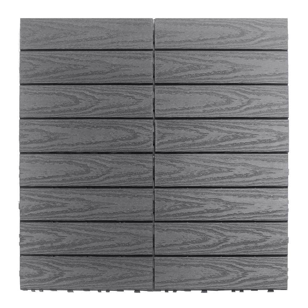NewTechWood UltraShield Naturale 1 ft. x 1 ft. Quick Deck Outdoor Composite Deck Tile in Westminster Gray (10 sq. ft. Per Box)