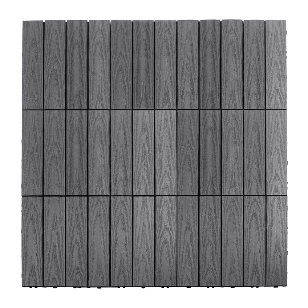 NewTechWood UltraShield Naturale 1 ft. x 1 ft. Quick Deck Outdoor Composite Deck Tile in Westminster Gray (10 sq. ft. Per Box)
