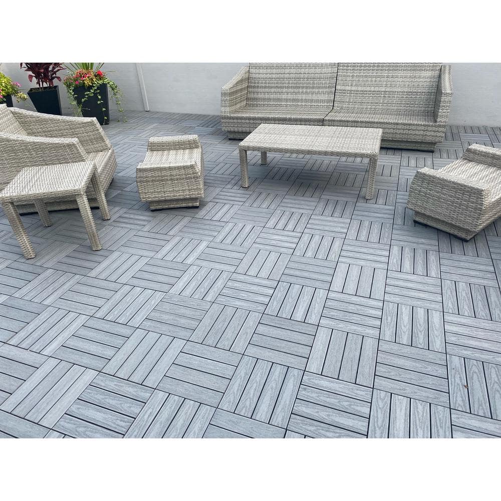 NewTechWood UltraShield Naturale 1 ft. x 1 ft. Quick Deck Outdoor Composite Deck Tile in Westminster Gray (10 sq. ft. Per Box)