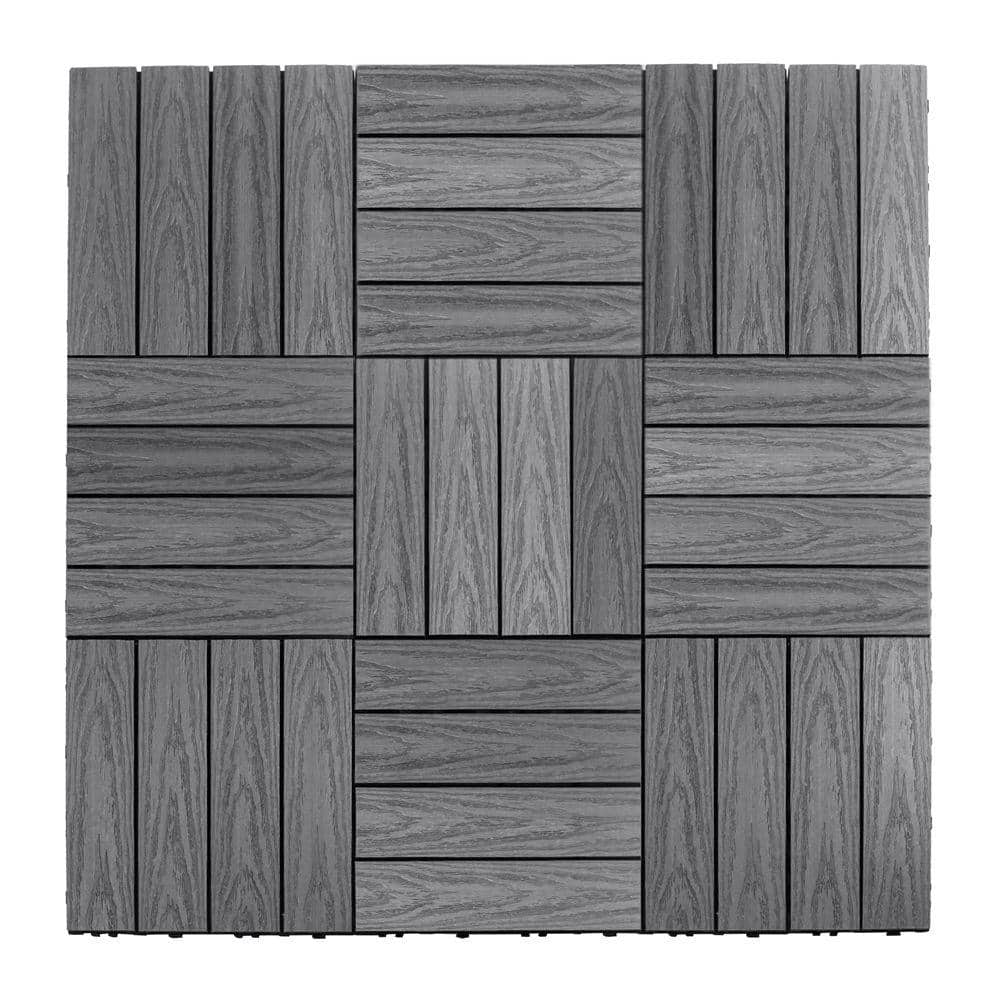 NewTechWood UltraShield Naturale 1 ft. x 1 ft. Quick Deck Outdoor Composite Deck Tile in Westminster Gray (10 sq. ft. Per Box)